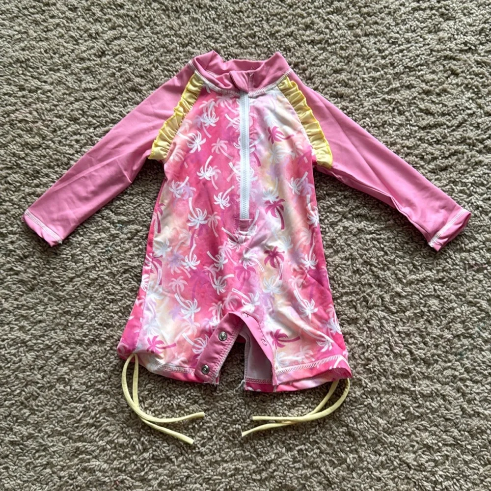 164 NIB BesserBay Infant Girl UPF 50+ Half Zip Long Sleeve Swimsuit -Size: 6-12M